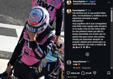 El posteo de Colapinto tras su remontada en el GP de Italia: el problema que sufrió y una frase esperanzadora